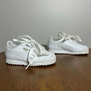 Children's Puma Roma White Patent Leather Sneakers Size 11.5